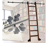 Sliding Library Ladder Black Track Kit - Rolling Library Ladder Hardware Kit, Carbon Steel Round Track/Rail Accessories, With Wheels, For Home/Indoor/Loft/Bookstore/Bookshelf (Size
