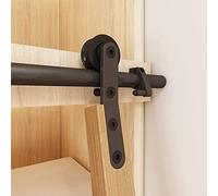 Sliding Library Ladder Hardware Kit - Rustic Black Barn Door Track Accessories Carbon Steel Rolling Round Tube Ladder with Floor Rollers for Home & Office Storage Solutions