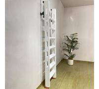Sliding Loft Ladder with Track, Attic/Campervan Step Staircase Convenient Access, Anti Slip Bunk Bed Wooden Ladder for College Dorm(White,6 Steps L-6.0ft/1.82m)