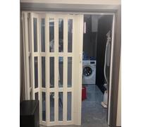 Sliding Magnetic Accordion Door, Retractable Folding Screen for Wardrobe, Barn Entry, Pet Proof Kitchen Doorway Solution