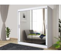 Sliding Mirror Wardrobe with Drawers - Modern Bedroom Storage 100 cm RAC3 White One Size