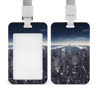 Sliding New York City Id Badge Holder Vertical Card Protector Cover Clear Window Key Card Holder Lanyard Badge Case Pouch for Office Driver’s Licenses and Passes