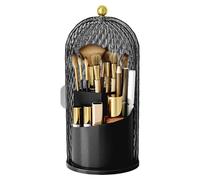 Sliding Opening Brush Container, Makeup Brush Holder Organizer with Lid, Cosmetic Makeup Brush Organizer Dustproof 360° Rotating Makeup Brush Organizer, Safety Lid Makeup Brush Organizer for Makeup