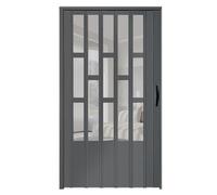 Sliding Pantry Room Divider Door - Grey Transparent Teles Interior Door for Bedrooms, Studio Apartments & Commercias - 200cm Tall (55x80in / 140x203cm)
