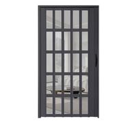 Sliding Pantry Room Divider Door - Grey Transparent Teles Interior Folding Door for Bedrooms & Studio Apartments, 200cm Tall (45x80in/114x203cm) - Ideal for Commercial Use.
