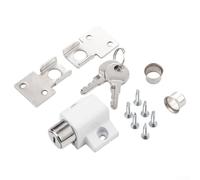 Sliding Patio Door Lock Key Push Design for Child Safety, Compatible with Sliding Sash Doors, Includes Installation Accessories (White)