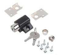 Sliding Patio Door Lock Key Push Design for Child Safety, Compatible with Sliding Sash Doors, Includes Installation Accessories (Black)