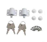 Sliding Patio Security Lock Set 2Pcs Casement Bolts with Four Keys, for Home Protection (White)