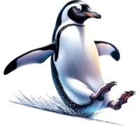 Sliding Penguin Vinyl Decals, Arctic Animal Stickers for Wall, Car 20cm 7cm