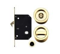 Sliding Pocket Door Bathroom Privacy Lock Set (Polished Brass)