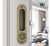 Sliding Pocket Door Lock,173mm Sliding Door Latch with Turn Knob for Interior Wooden Door,Invisible Recessed Door Handle with Key,Keyed Pocket Doors Mortise Lock (Bronze)
