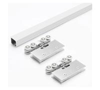 Sliding Pocket Glass Door Hardware Track Kit, Adjustable Garage Workshop Partition 4 6 9 11 13 17 19 21 23 Ft, Soft Close Sliding Door Rail(White,1.2m/4ft)