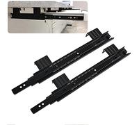 Sliding Rails for 10-12 Inch Keyboard Tray, Full Extension, 3-Fold, Ball Bearings, Easy Install, 1 Pair, Black Steel, and Space-Saving Solution
