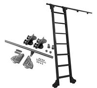Sliding Retractable Library Ladder Hardware Kit, Round Tube Moving Ladder Rail, Complete Rolling Ladder Rail Set with Floor Wheels (No Ladder), Colo
