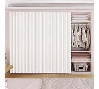 Sliding Room Divider ain with Rod 1 Piece Waterproof Kitchen Under-Sink ain Ele Pleated Blackout Door ain (Bei 60x140cm)