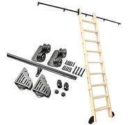 Sliding Round Tube Track ， Sliding Ladder Track Hardware Kit Round Tube 3.3ft-20ft Black(3.3ft/100cm Track Kit)