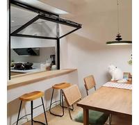 Sliding Serving Window, Foldable Aluminum Alloy Windows with Locking Handle for Food Trucks, Commercial Use, Upper Lower Folding Window