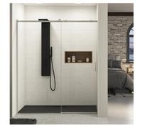 Sliding Shower Door Kinedo Ekinox C, C+F, without threshold, corner or niche, fixed part left 1800x2070mm Brushed Stainless Steel