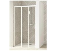 Sliding Shower Door Kinedo SMART DESIGN 3-part without threshold left Niche, Angle 3V 1300mm White Profil and Transparent Glass