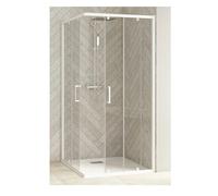 Sliding Shower Door Kinedo SMART DESIGN with threshold left Angle A/C 1000mm White Profil and Transparent Glass