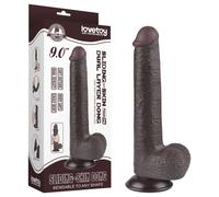 Sliding-Skin - double-layer suction cup dildo - 20.8 cm (brown)