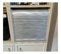 Sliding Tambour Cabinet Door Silver-Gray, Folding Closet Doors with Handle, Roll Up Wardrobe Door Retractable Customizable(60x100cm (23.6x39.4))