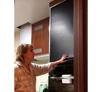 Sliding Tambour Cabinet Door with HandleBlack Kitchen Sideboard Closet Doors Pull Up & Down Cupboard Wardrobe Screen Gate Size 16x32 (40.6x81.3cm)