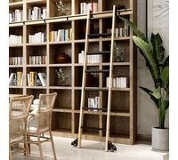 Sliding Track 3.3Ft-26.2Ft, Rolling Ladder Hardware Library Sliding Ladder Hardware Round Tube Track Kit(No Ladder), Floor Roller with Brake for Library/Loft/Home/Indoor/20Ft/600Cm Track Kit