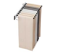 Sliding Trouser Rack - Wall-Mounted Metal Rack with 9 Rods, Double Row Slide Rail, Pull-Out Design for Hanging Jeans, Trousers, and Ties