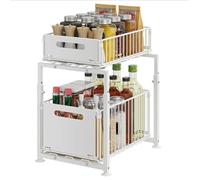 Sliding Under-Sink with 2 Drawers - 2-Tier Storage Solution for Kitchen Bathroom Office - Space-Saving Cabinet Drawer Unit for Clutter-Free Living