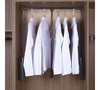 Sliding Wardrobe Closet Rod - Pull Down Hanging Rail For Wardrobe, 51-121Cm Adjustable Hanging Lift Clothes Wardrobe Rail, Extendable Clothes Hanger Rail Soft Return For Space Saving(89-121Cm)