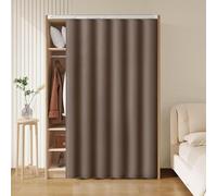 Sliding Wardrobe Curtain for Privacy NoiseReducing Fabric Drapes Ideal for Closet Bathroom Shelves Brown 130cm W x 200cm H Elegant and Functional Design