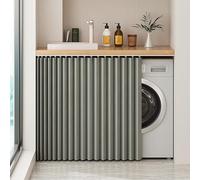 Sliding Wardrobe Curtain with Rail Waterproof Kitchen Shelf Shade SelfAdhesive Closet Curtain Gray W50cm x H130cmPerfect for Organizing and Stylish Storage Solutions