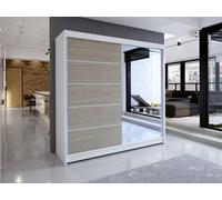 Sliding Wardrobe Talin Iii 180Cm Black Artisan Oak Finish With Mirror Wite/sonoma & Led