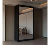Sliding Wardrobes 4 u LTD Double Mirror Sliding Door Wardrobe Sl esign Comes In Width 90/100/120/150/180/203/250Cm(Black W90Cm X H200Cm)