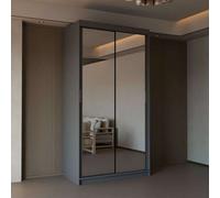 Sliding Wardrobes 4 u LTD Double Mirror Sliding Door Wardrobe Sl esign Comes In Width 90/100/120/150/180/203/250Cm(Grey W90Cm X H200Cm)