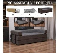 Sliding Wardrobes 4 u LTD Luxurious Larry Fabric Smart Convertible Sofa Bed - 3-Seater Sleeper With Metal Frame No Assembly Required (Grey,3Seater)