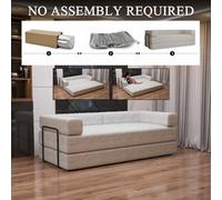 Sliding Wardrobes 4 u LTD Luxurious Larry Fabric Smart Convertible Sofa Bed - 3-Seater Sleeper With Metal Frame No Assembly Required (Camel,3Seater)