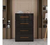 Sliding Wardrobes 4 u LTD Modern Chest Of Drawers High Gloss 4 Drawers Storage Options - Black