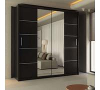 Sliding Wardrobes 4 u LTD Sliding Wardrobes 4U Baron Black Sliding Mirror Door Wardrobe, W150Cm X H217Cm