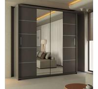 Sliding Wardrobes 4 u LTD Sliding Wardrobes 4U Baron Grey Sliding Mirror Door Wardrobe, W180Cm X H217Cm