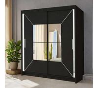 Sliding Wardrobes 4 u LTD Sliding Wardrobes 4U Buckingham Mirror Sliding Door Wardrobe - Black W120Cm, H217Cm