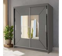 Sliding Wardrobes 4 u LTD Sliding Wardrobes 4U Buckingham Mirror Sliding Door Wardrobe - Grey W180Cm, H217Cm