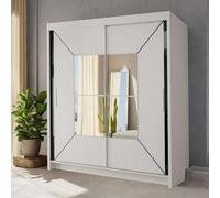 Sliding Wardrobes 4 u LTD Sliding Wardrobes 4U Buckingham Mirror Sliding Door Wardrobe - White W150Cm, H217Cm