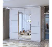 Sliding Wardrobes 4 u LTD Sliding Wardrobes 4U Eddin Modern Sliding Mirror Door Wardrobe In White, Black & Grey Colors - White (W)1500mm, (H)2170mm