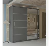 Sliding Wardrobes 4U Velson One Side Mirror Sliding Door Wardrobe 150cm X 217cm in Grey | Size: 150 cm X 217 cm Sliding Wardrobes 4U Grey 150 cm X 217 cm