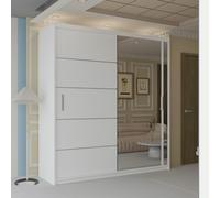 Sliding Wardrobes 4U Velson One side Mirror Sliding Door Wardrobe 203cm X 217cm in White | Size: 203 cm X 217 cm Sliding Wardrobes 4U White 203 cm X 217 cm