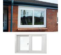 Sliding Window Kit Glass Sliding Window for Home Use Replacement Window Push-Pull Sliding Frame for Kitchen Bathroom & Cafés 100x60cm White Durable & Easy to Install