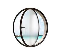 Sliding Windows Aluminum Alloy Frame Round Window with Glass, Central Axis Rotating Flush Mount Shed Window, Diameter 40-100cm Replacement Ventilation Window(Black,50cm/19.7in)