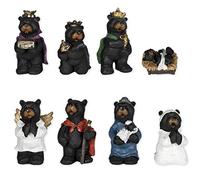 Slifka Sales Company 8 Piece Black Bear Figurines Resin Nativity Set
